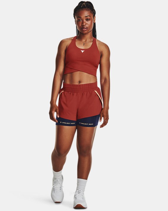 Shorts Project Rock Flex Woven Leg Day para mujer, Red, pdpMainDesktop image number 2